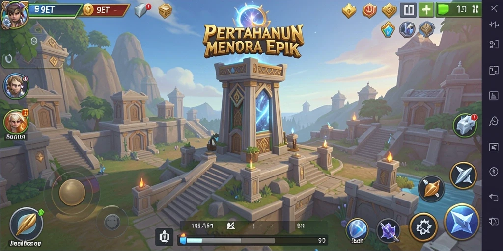 Screenshot gameplay Tower Defense yang menegangkan di 9ET.