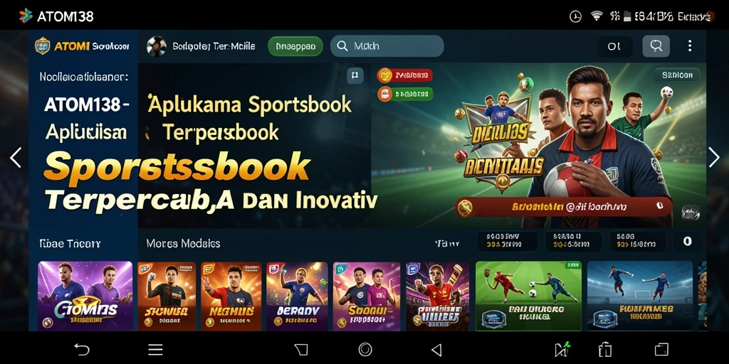 Screenshot ATOM138 menampilkan antarmuka sportsbook yang menarik dan fitur live betting.