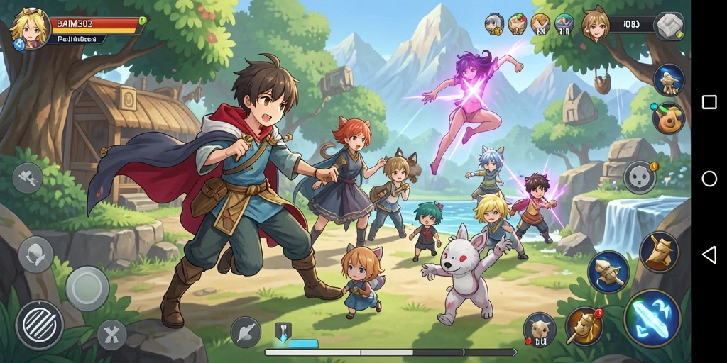 Gameplay BAIM303 yang kaya akan aksi dan petualangan anime.