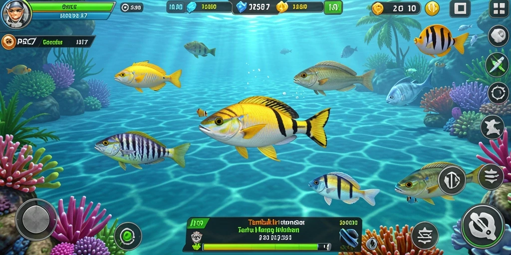 Tampilan gameplay seru dalam PCPC7 saat menembak ikan.